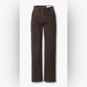 rag & bone Women's Dark Brown Leopard Print Straight-Leg Jeans Shea Relaxed